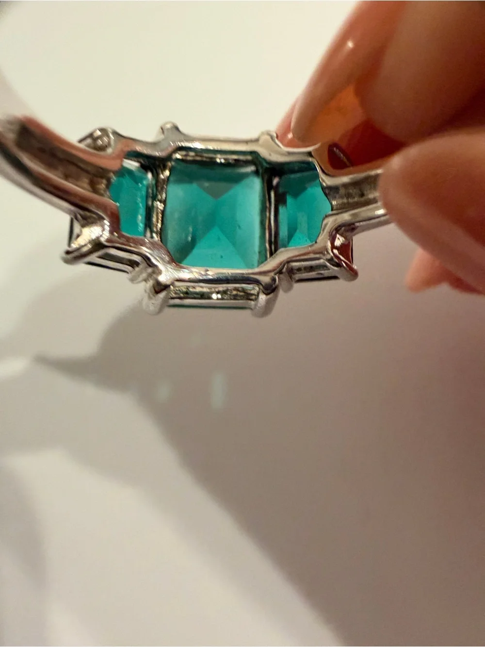 Sterling Silver Helenite Three-Stone Cocktail Ring